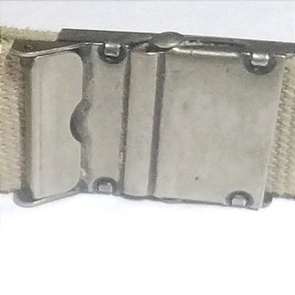 Dickies Mens Khaki Beige Canvas Web Belt Silver Logo Slider Buckle 47 Inch